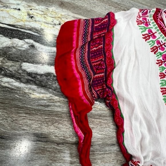 Women's Advanced Apparels One Size Boho Tribal Tunic Shirt Top in White Pink - Picture 5 of 8